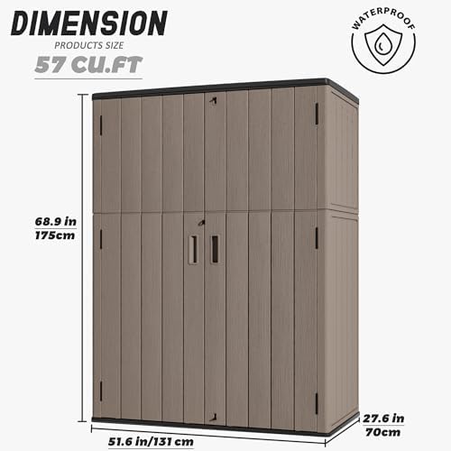mrosaa outdoor storage shed waterproof,resin storage cabinet outdoor, close-up detail
