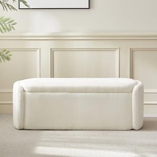 vknow storage bench, upholstered storage ottoman bench with, view 9