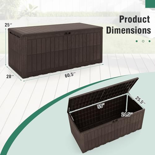 tangkula 180 gallon outdoor storage box with lockable on a desk or shelf