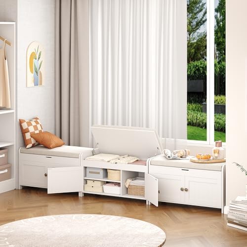 homefort 30" shoe bench with lift top storage, side view