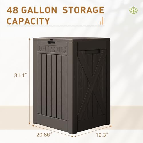 devoko 48 gallon package delivery box outdoor secure, front angle view
