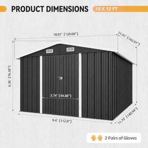 aoxun 10x12ft shed with floor galvanized steel outdoor shown in use