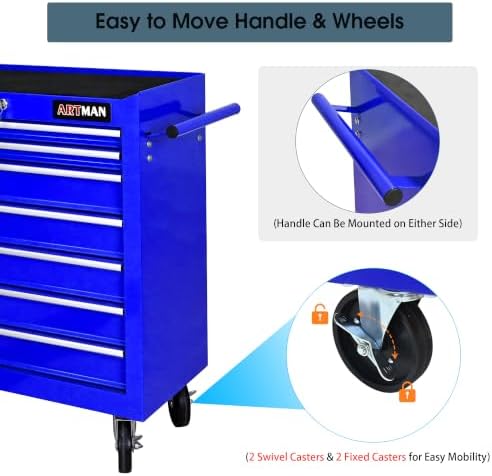 7 drawers rolling tool chest on wheels, multifunctional, package contents