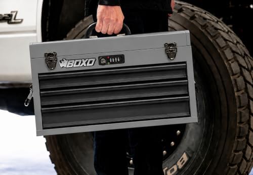 boxo usa 3-drawer hand carry toolbox – heavy, side view