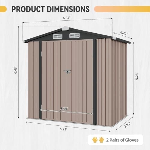 aoxun 6x4ft shed with floor galvanized steel outdoor shown in use