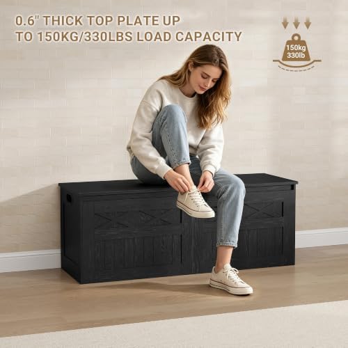 hzuaneri 47 inches rustic storage chest and bench showing dimensions