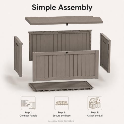 outdoor storage box resin deck box waterproof gray, view 11