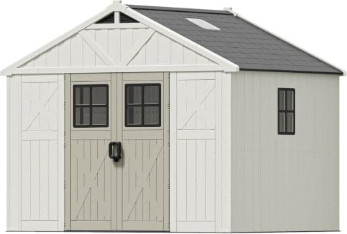 patiowell 10x8 ft resin outdoor storage shed, plastic, side view