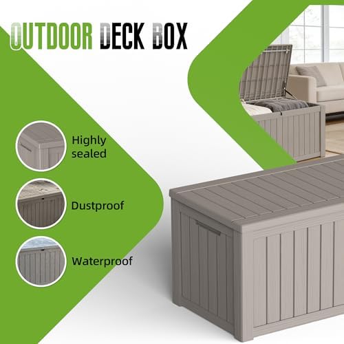 150 gallon outdoor storage deck box waterproof resin, close-up detail