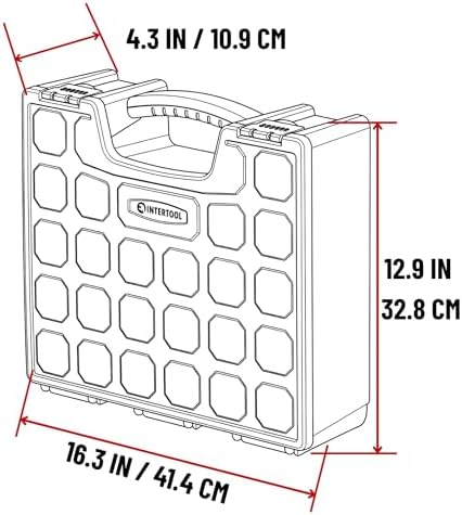 intertool hardware organizer with 8 deep removable bins, close-up detail