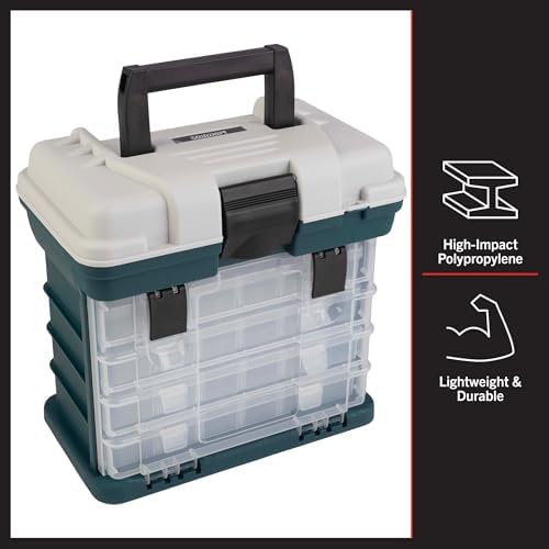 stalwart portable tool box small parts organizer, gray showing dimensions