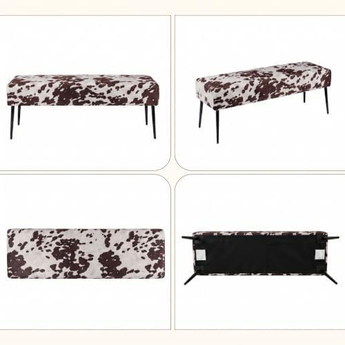 duhome velvet bench ottoman, upholstered bedroom benches cow on a desk or shelf