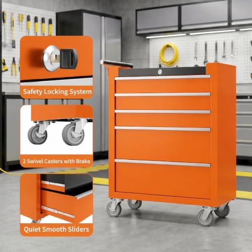 garvee rolling tool chest, 5 drawers tool storage, package contents