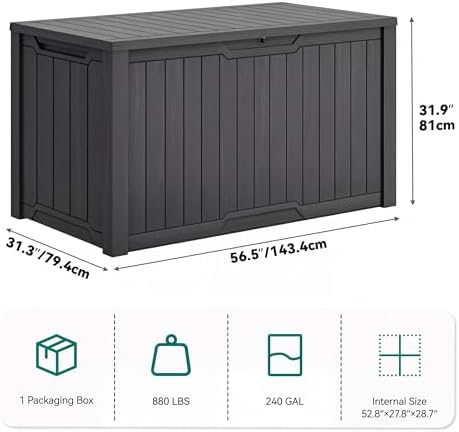 yitahome xxl 240 gallon large outdoor storage deck on a desk or shelf
