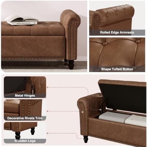 fivewillowise 55" bedroom bench, end of bed bench, package contents