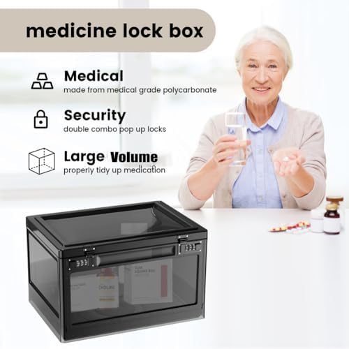 large medicine lock box for safe medication,24 litre, side view