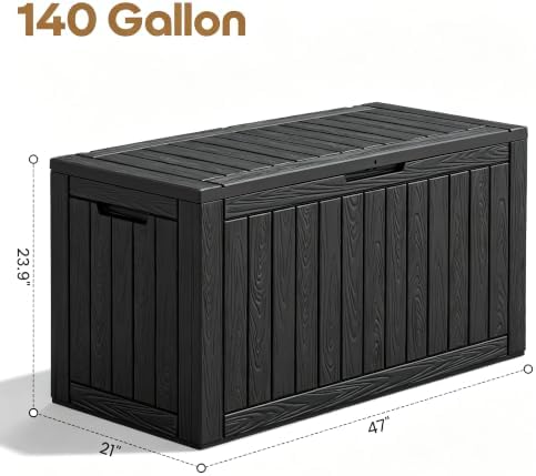 kamaboko 140 gallon outdoor storage box waterproof deck shown in use
