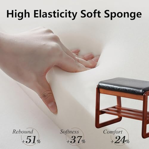 sobibo solid wood shoe bench, 2-tier wooden entryway, close-up detail