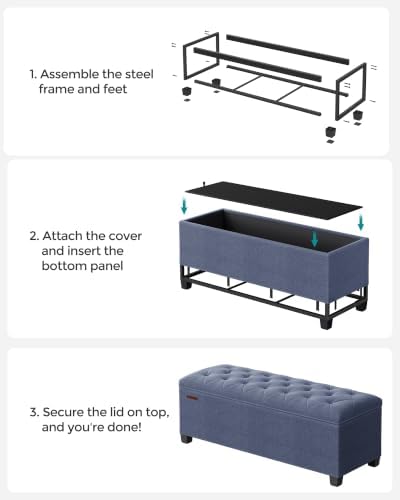 songmics storage ottoman bench, foot rest with legs on a desk or shelf