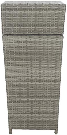 safavieh outdoor mazeli wicker trash can, 35.1" grey, view 9