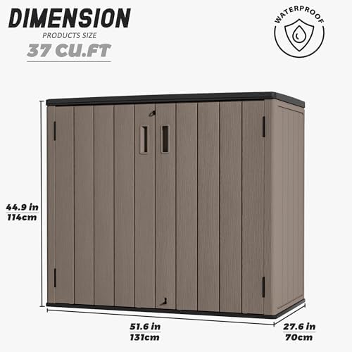 mrosaa large outdoor storage box,resin shed,waterproof/lockable,outdoor storage cabinet, close-up detail