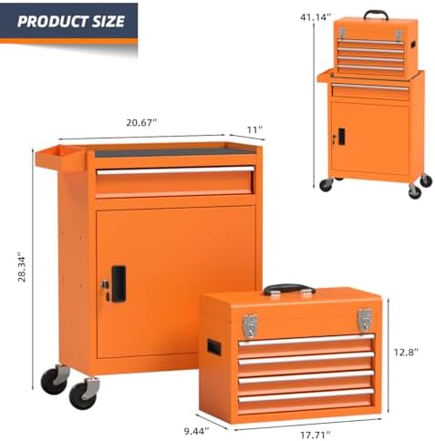 5-drawer high capacity rolling tool chest, removable cabinet, close-up detail