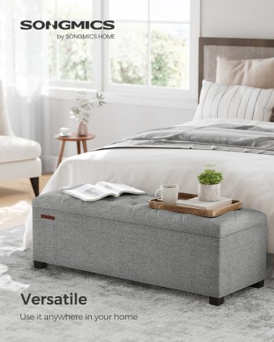 songmics storage ottoman bench, foot rest with legs, close-up detail
