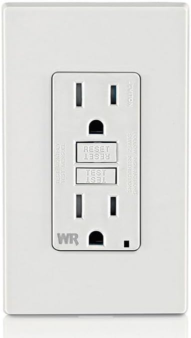 Leviton GFCI Weather-Resistant Outlet, 15 Amp, Self Test, Tamper-Resistant with LED Indicator Light, Outdoor Locations, GFWT1-W, White