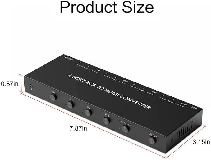 4 AV to HDMI RCA to HDMI Converter 1080P/720P 4 Way RCA Composite CVBS AV - Image 3