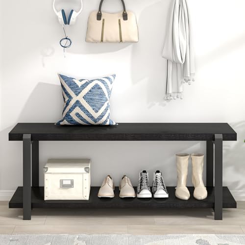 excefur entryway bench, modern wood and metal storage on a desk or shelf