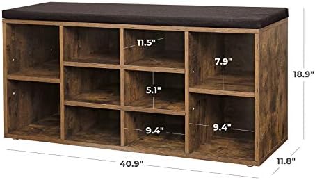 vasagle custos collection - shoe bench, storage bench, close-up detail