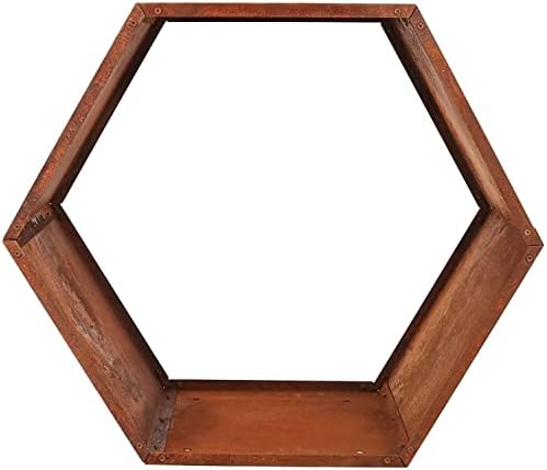 sunnydaze steel outdoor firewood rack, 30” w, hexagon, front angle view