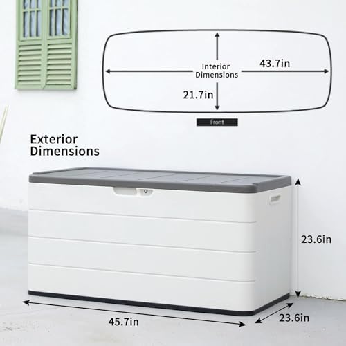mrosaa 110 gallon deck box waterproof,double-wall resin outdoor, close-up detail