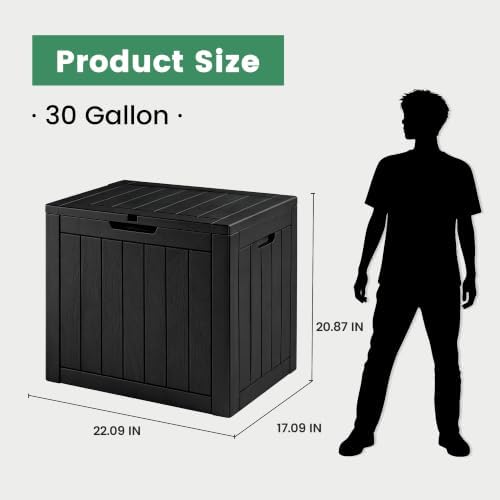 30 gallon outdoor storage box, waterproof resin deck, close-up detail