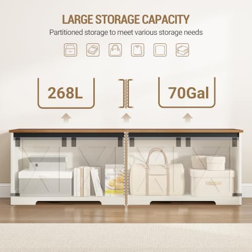 hzuaneri 59" farmhouse storage chest and bench |, side view