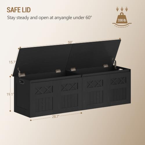 hzuaneri 59" rustic storage chest and bench |, close-up detail