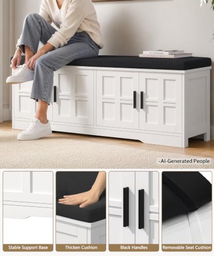 akxomel 47.2" shoe storage bench 4 doors wooden, package contents