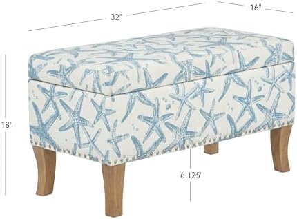 linon stephanie cream and light blue starfish fully, close-up detail