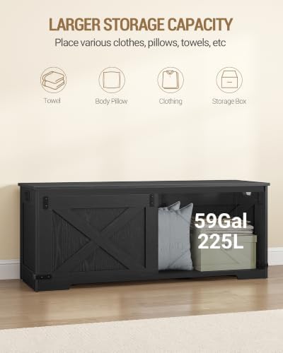 hzuaneri 47" storage bench, lift top,225l/59gal storage chest showing dimensions