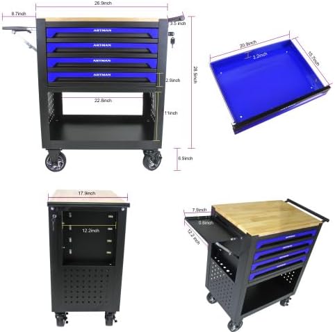 36" tool box with wheels 4 drawers rolling, close-up detail