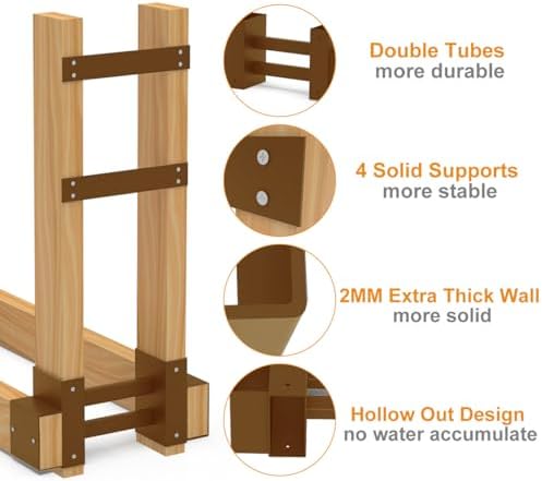 outdoor firewood brackets fire wood rack for 2x4, close-up detail