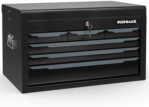 ironmax 24" lockable steel tool box with 6, view 9