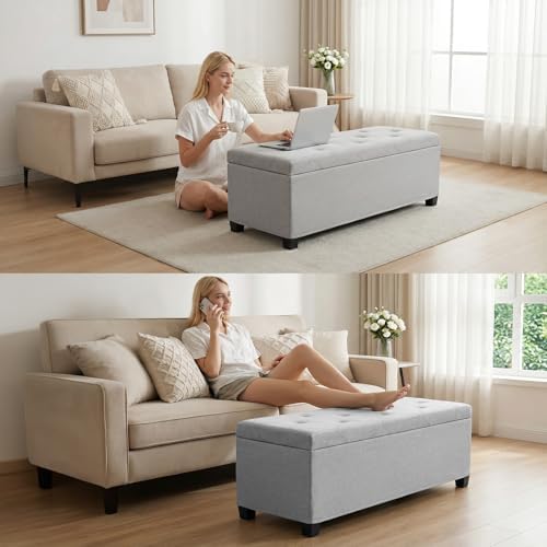dumos storage ottoman bench, 43.3 inch end of on a desk or shelf