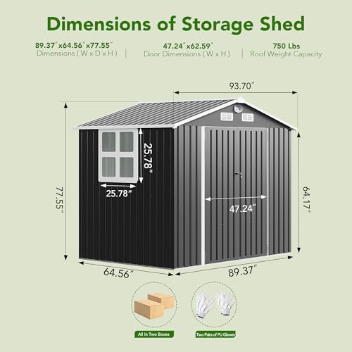 mxv 8 x 6ft outdoor storage shed, metal, close-up detail