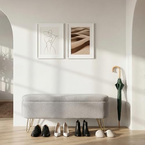 end of bed storage bench for bedroom, small showing dimensions