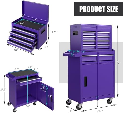 ironmax 2-in-1 detachable rolling metal tool chest, 5, close-up detail