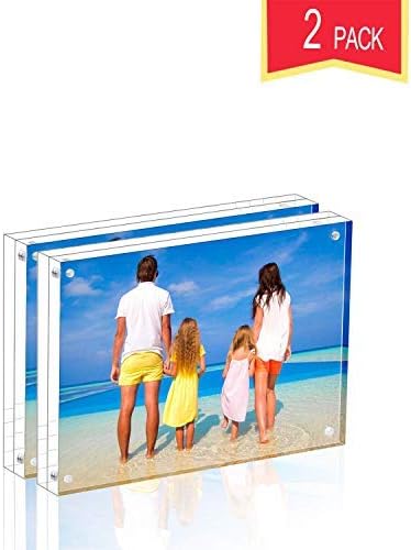 Meetu Acrylic Picture Frame 3.5 x 5 inch, 2 Pack Clear Freestanding Double - Image 2