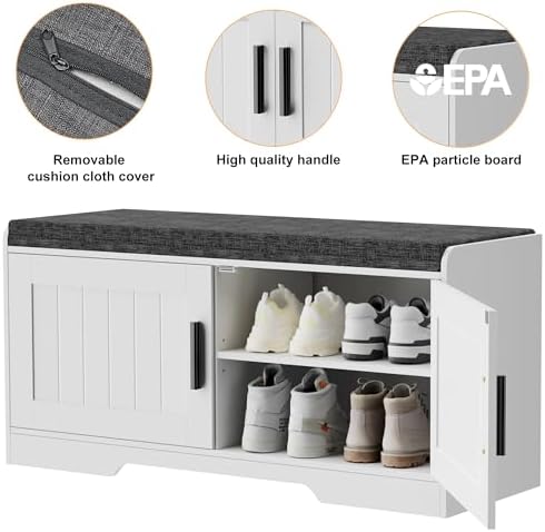 homleke shoe storage bench, 2 doors & thickened on a desk or shelf