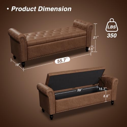 fivewillowise 55" bedroom bench, end of bed bench shown in use