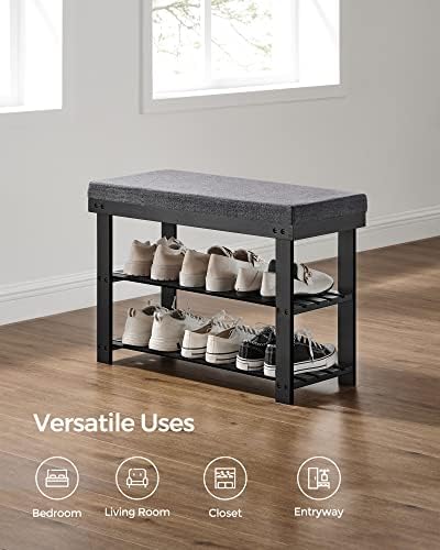 songmics bamboo shoe bench, 3-tier shoe rack, 11.9 on a desk or shelf